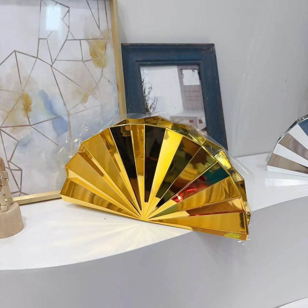 Moon Shape Acrylic Box Clutch interior view