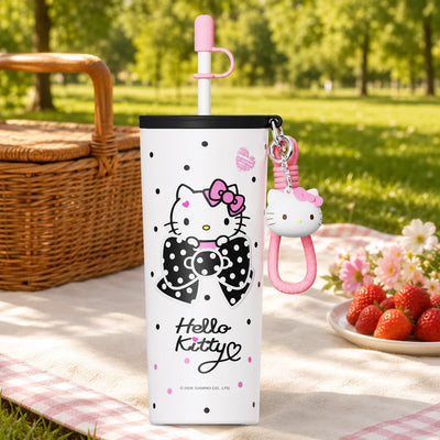 Hello Kitty Sanrio Insulated Tumbler 316 Stainless Steel Water Bottle with Charm Strap – Portable Vacuum Travel Cup for Office, School & Daily Use