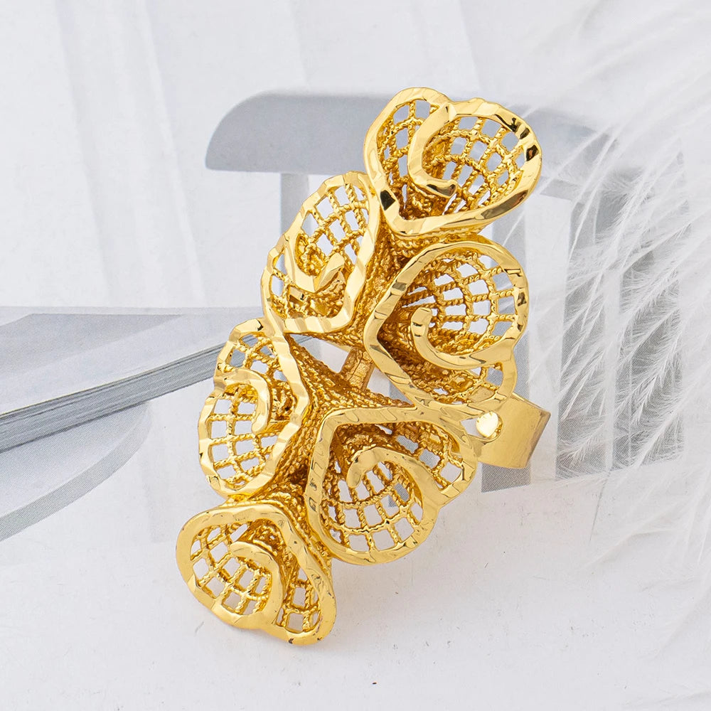 Vintage Filigree Flower Statement Ring close-up