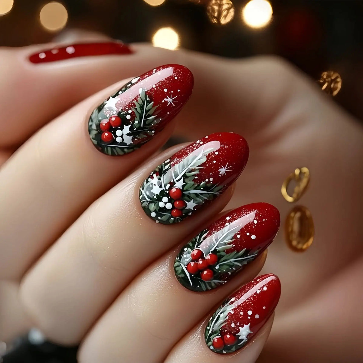 Christmas Snowflake Press-On Nails - 24 Piece