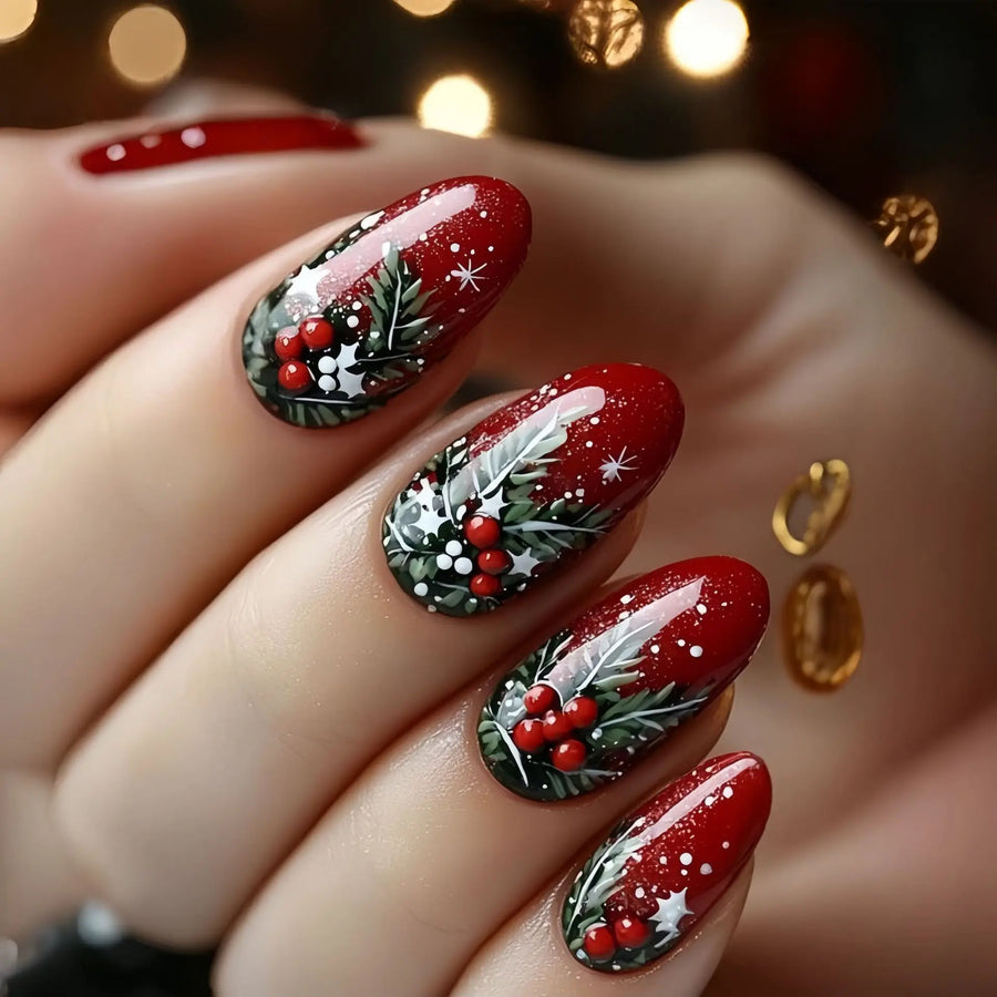 Christmas Snowflake Press-On Nails - 24 Piece