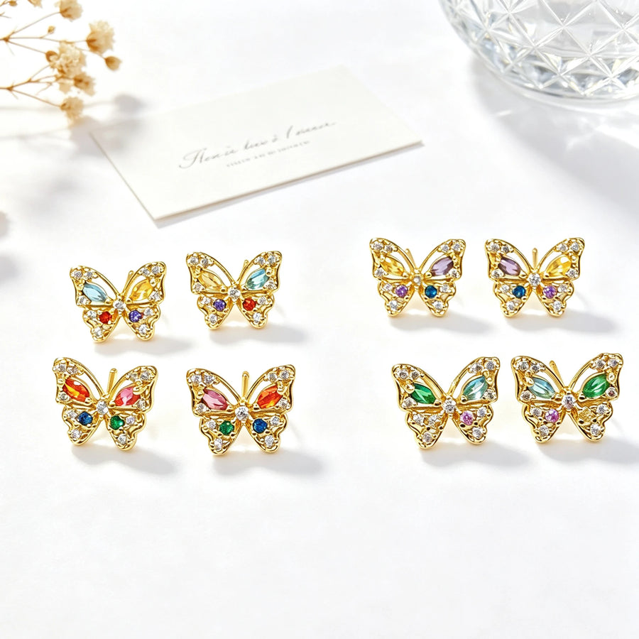 CZ Butterfly Stud Earrings