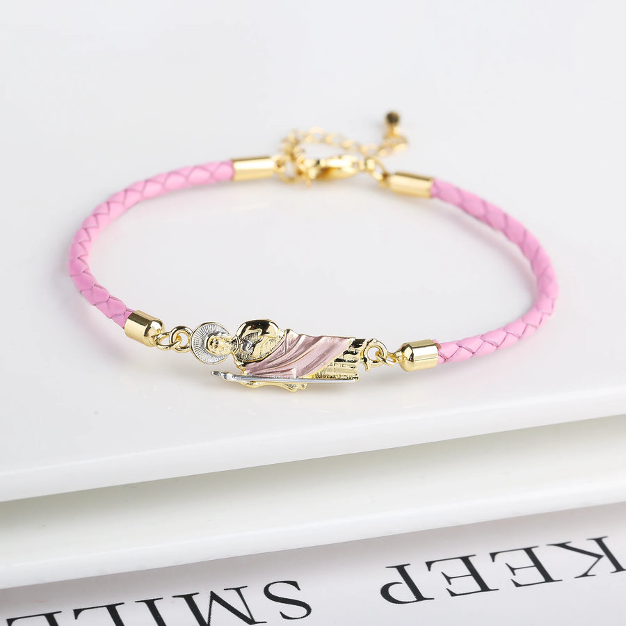 Braided Rope Religious Charm Bracelet close-up