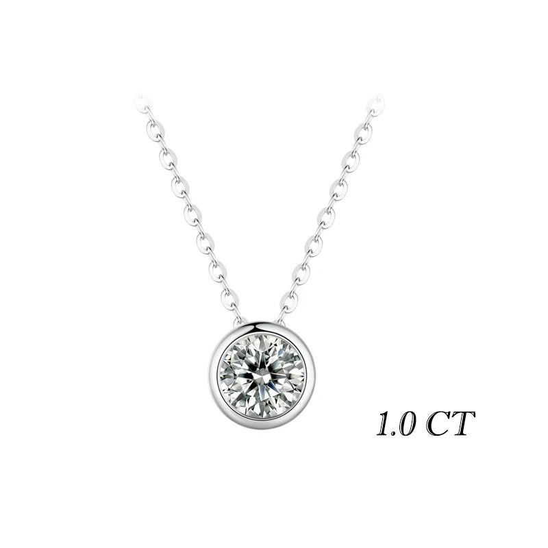 BAMOER Moissanite Bezel Pendant Necklace size comparison