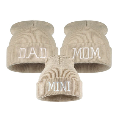 Family Bond Matching Beanie Set - 3-Piece Grey
