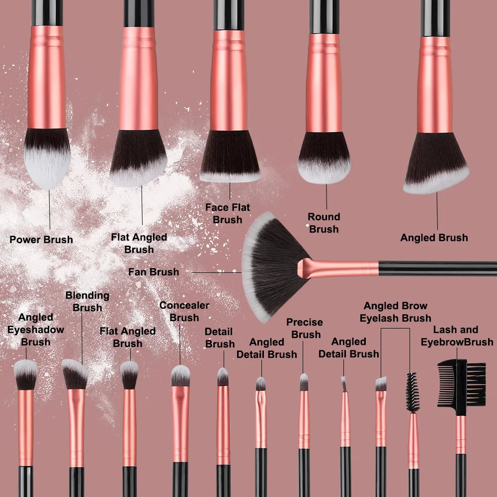 Lunovia BeautyPro Makeup Brush Set - Orange Red