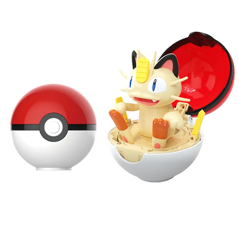 Cute Pokemon Figure Meowth Pokeball Pikachu Bulbasaur Eevee Charmander Squirtle Pocket Monster Elf Deform Poke Ball Toy Ornament