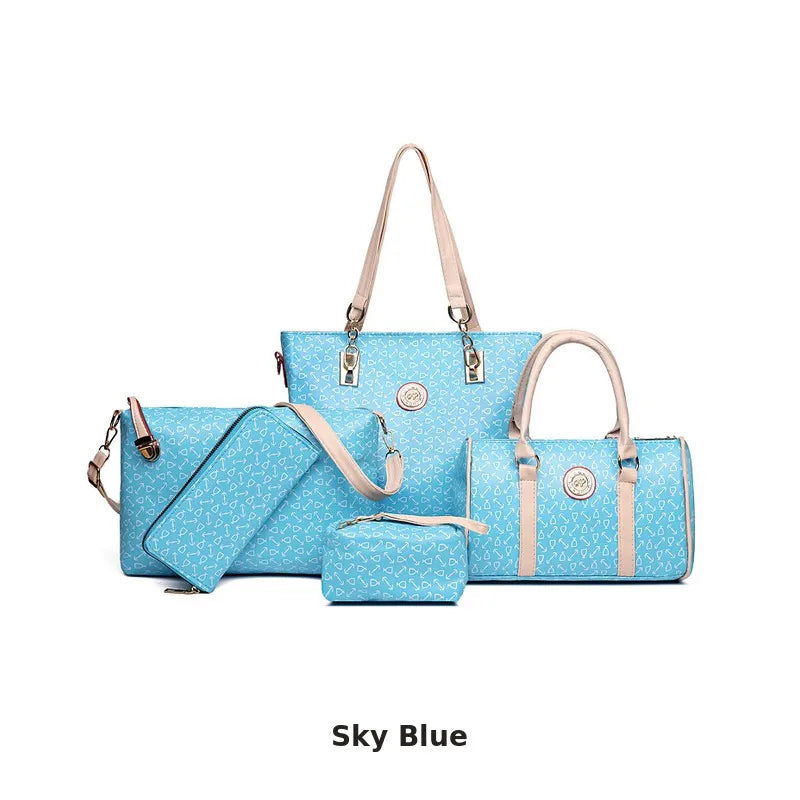5-Piece Textured Handbag Set full colour range