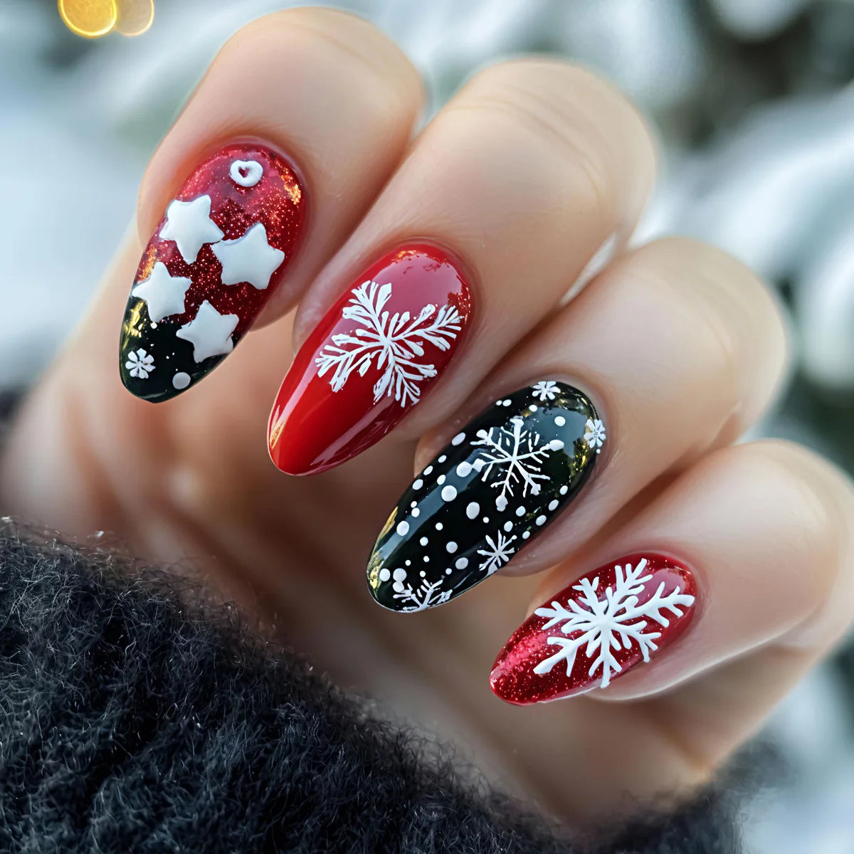 Christmas Snowflake Press-On Nails - Jade Blossom Nails