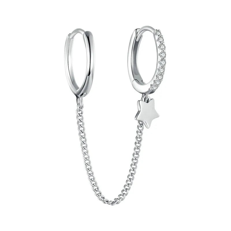 BAMOER Double Circle Mono Hoop Earring gift presentation