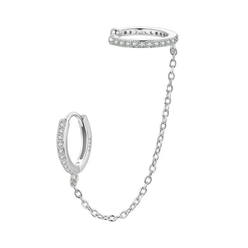 BAMOER Double Circle Mono Hoop Earring angle view