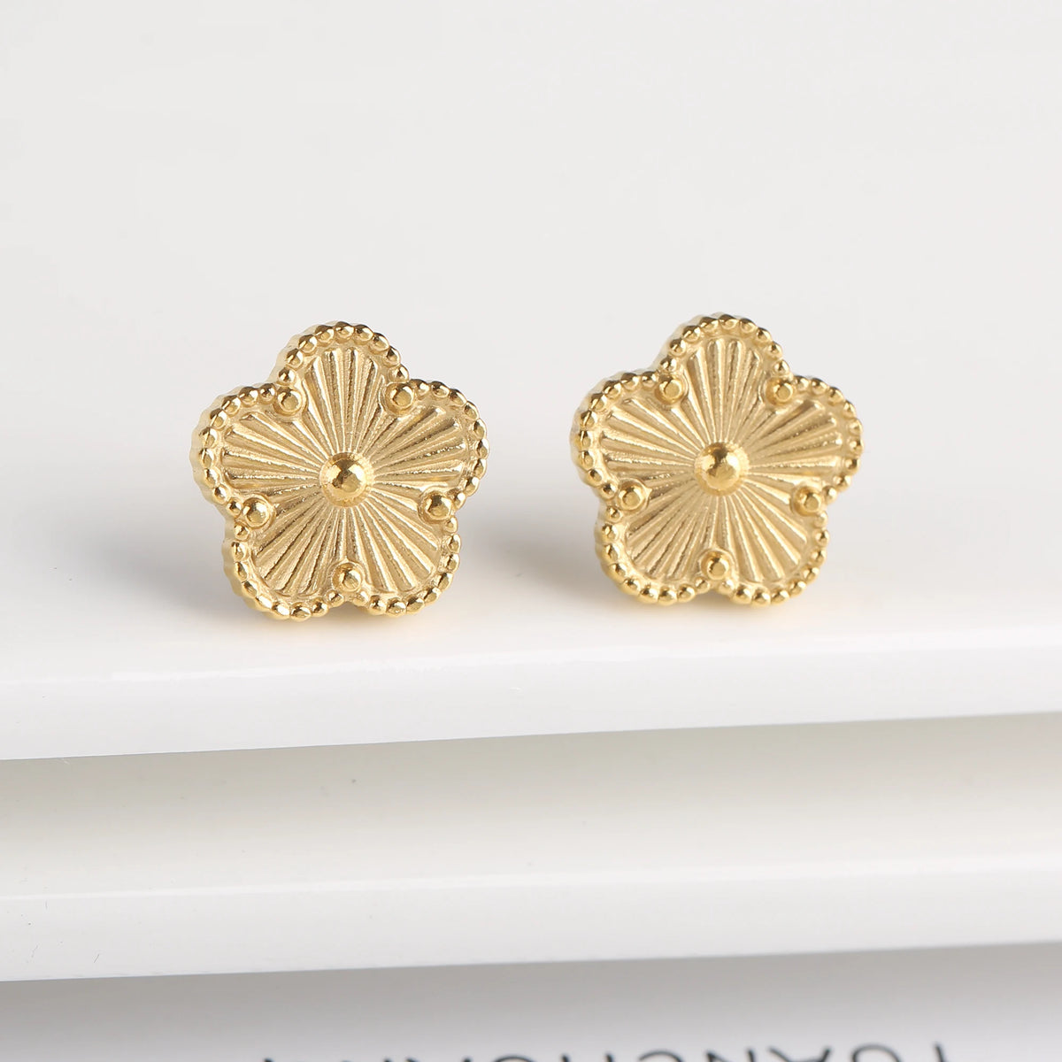 Clover Stud Earrings - White