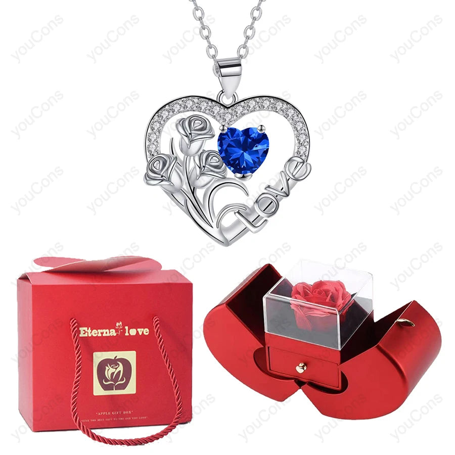 Heart Zircon Necklace - Red