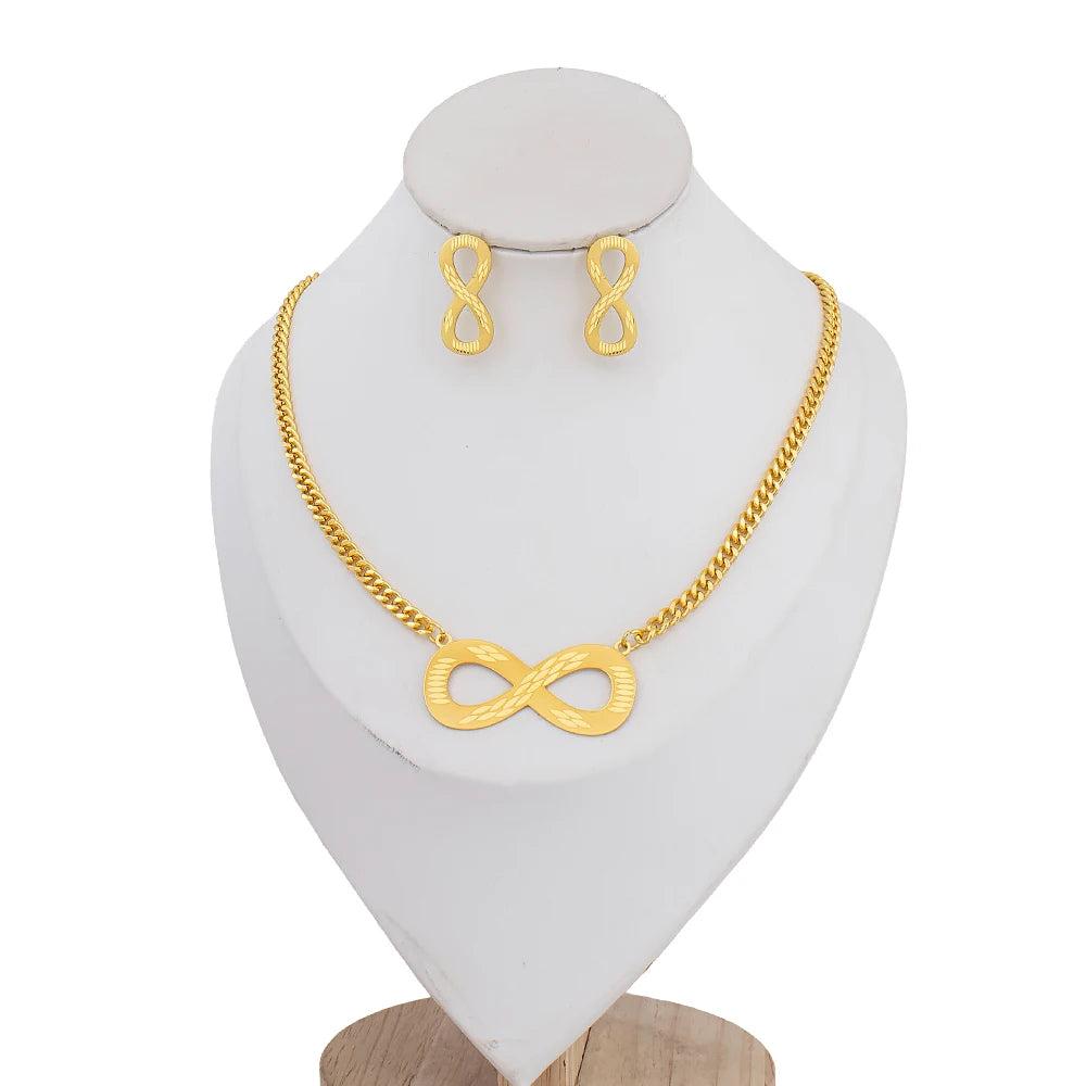 Infinity Leaf Necklace & Earring Set size reference