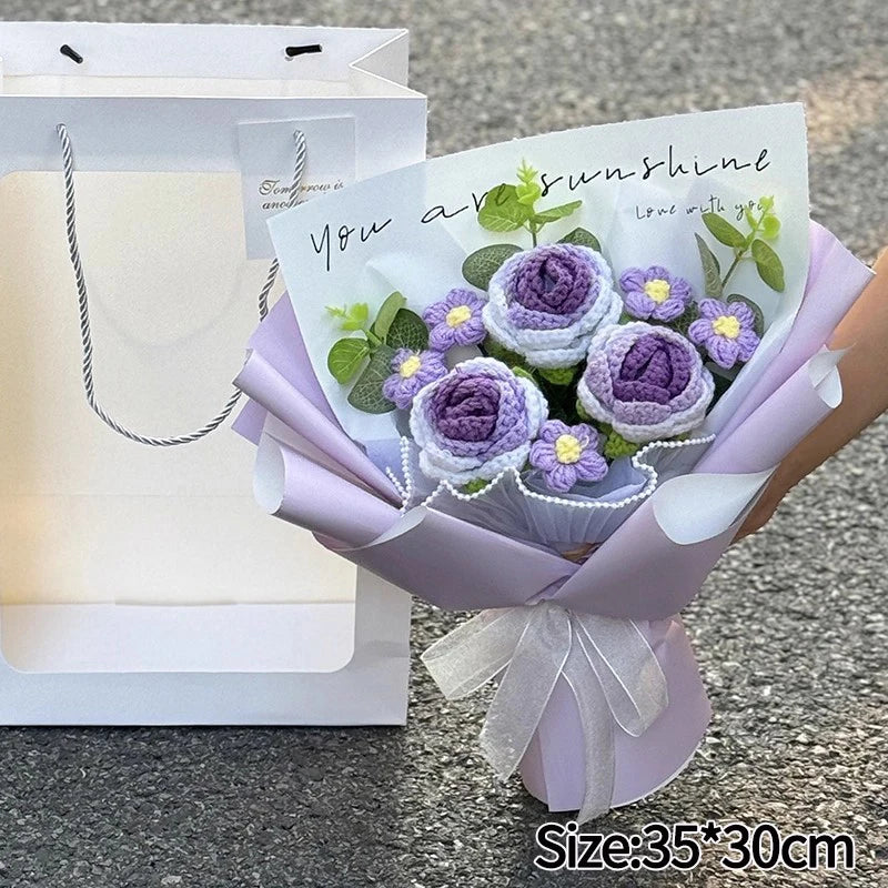 Handcrafted Yarn Floral Arrangement close-up