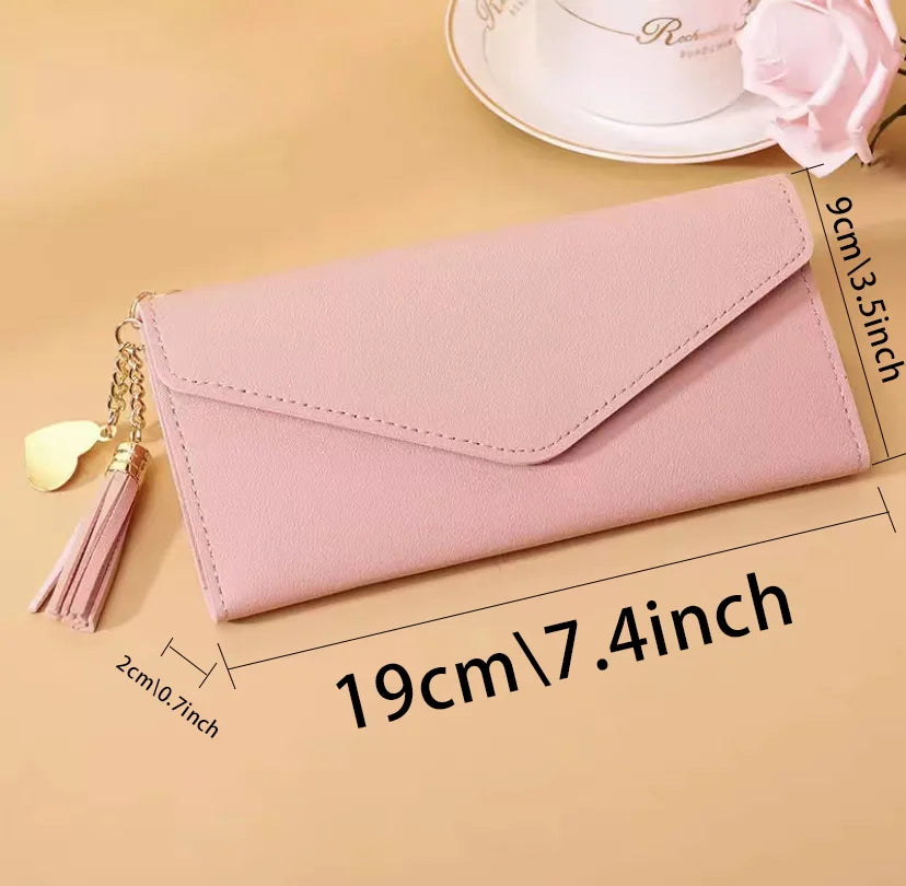Women's Long PU Leather Wallet - Pink