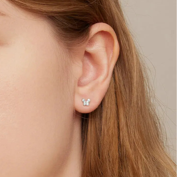 BAMOER Tiny Charm Stud Earrings - Snowflake