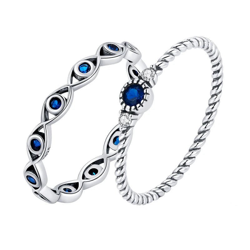BAMOER Blue Zircon Ring