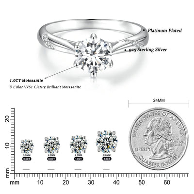BAMOER Moissanite Solitaire Ring size reference