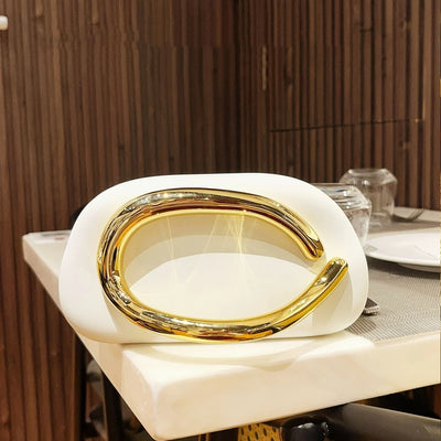 Gold Closure Box Clutch - Silver Acrylic