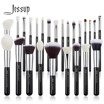 Jessup Makeup Brushes 15-25pcs Make Up Brush Set Professional Natural Synthetic Foundation Powder Contour Blending Eyeshadow