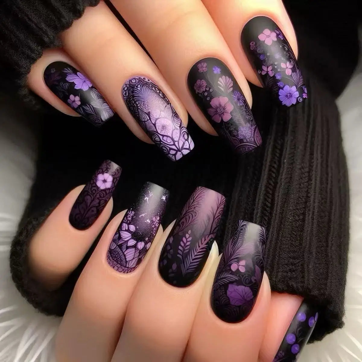 Velcrissa RougeVine Nails 24pc Medium Coffin Gothic Press-On Nails