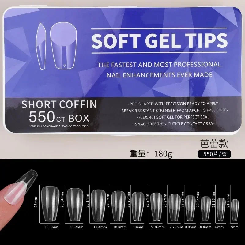 550-Piece Soft Gel Nail Tip Set - Oval