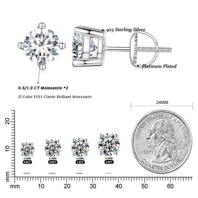 BAMOER 2ct Moissanite Stud Earrings stone detail