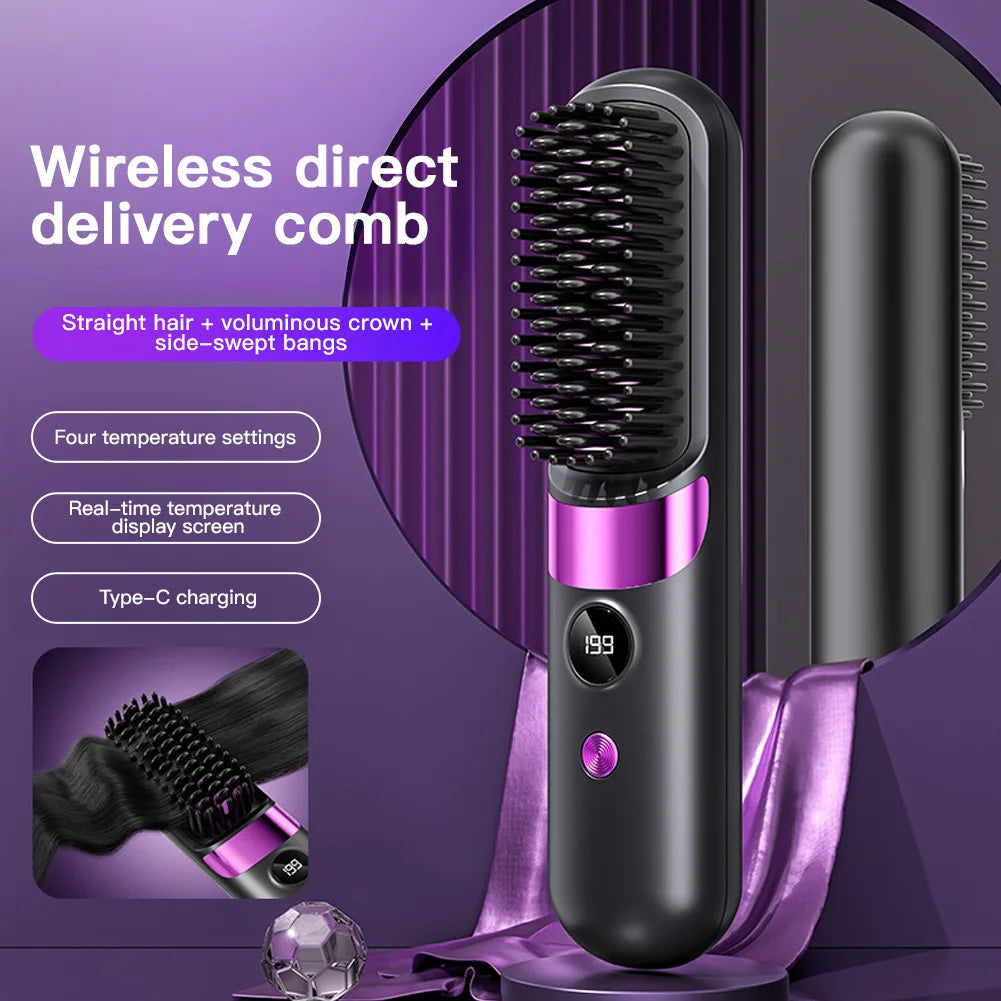 Lunara Glide Cordless Styling Brush - Black Purple