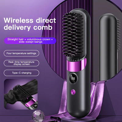 Lunara Glide Cordless Styling Brush - Black Purple