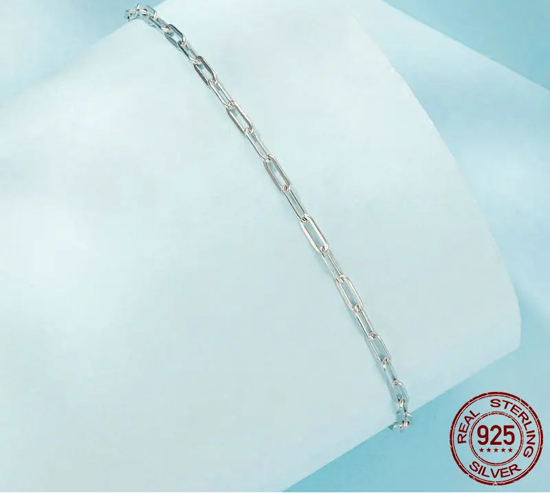 BAMOER Square Chain Silver Bracelet worn