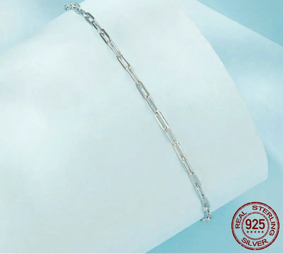 BAMOER Square Chain Silver Bracelet worn