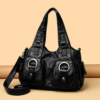 Multi-Layer Pocket Crossbody Bag - Black