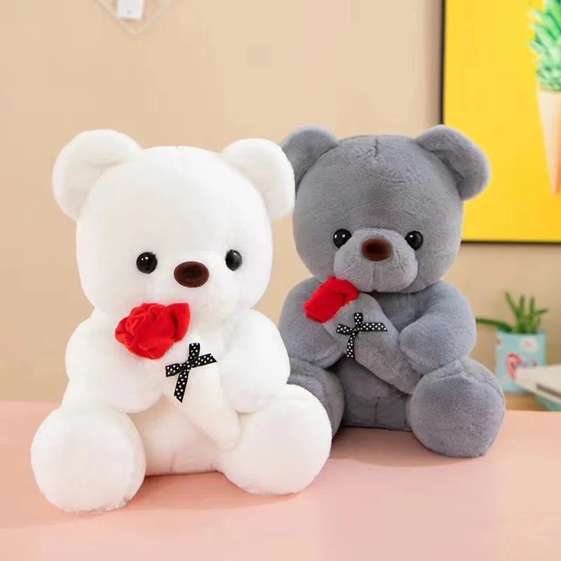 Wedding Rose Bear Plush Toy close-up