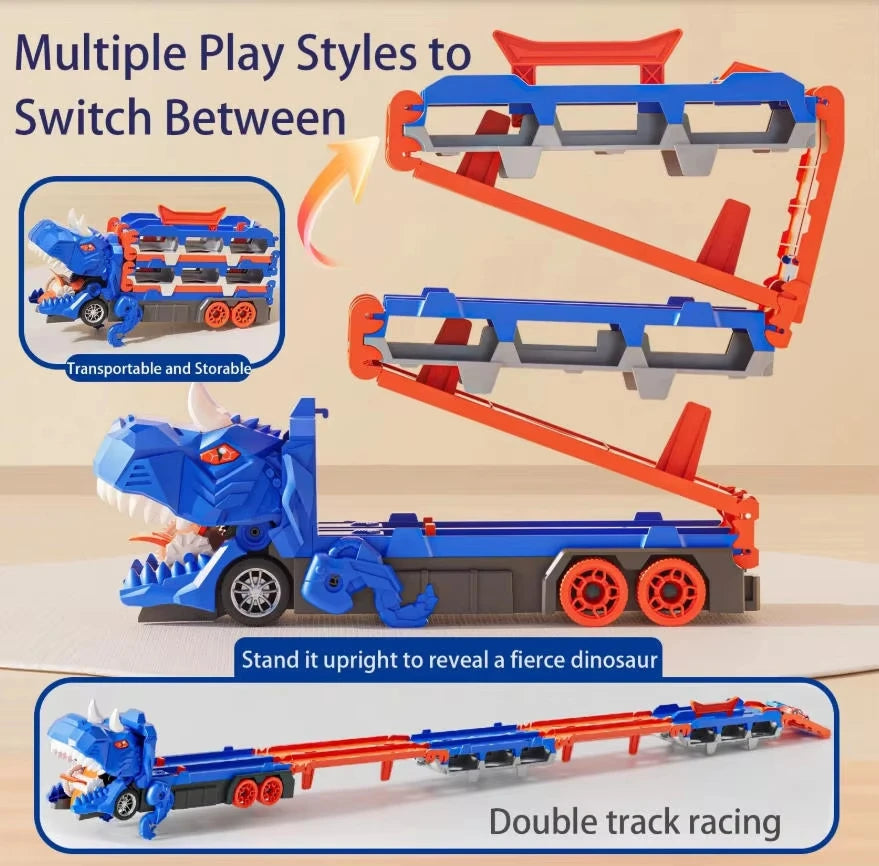 Dinosaur Catapult Car Track Playset - Blue