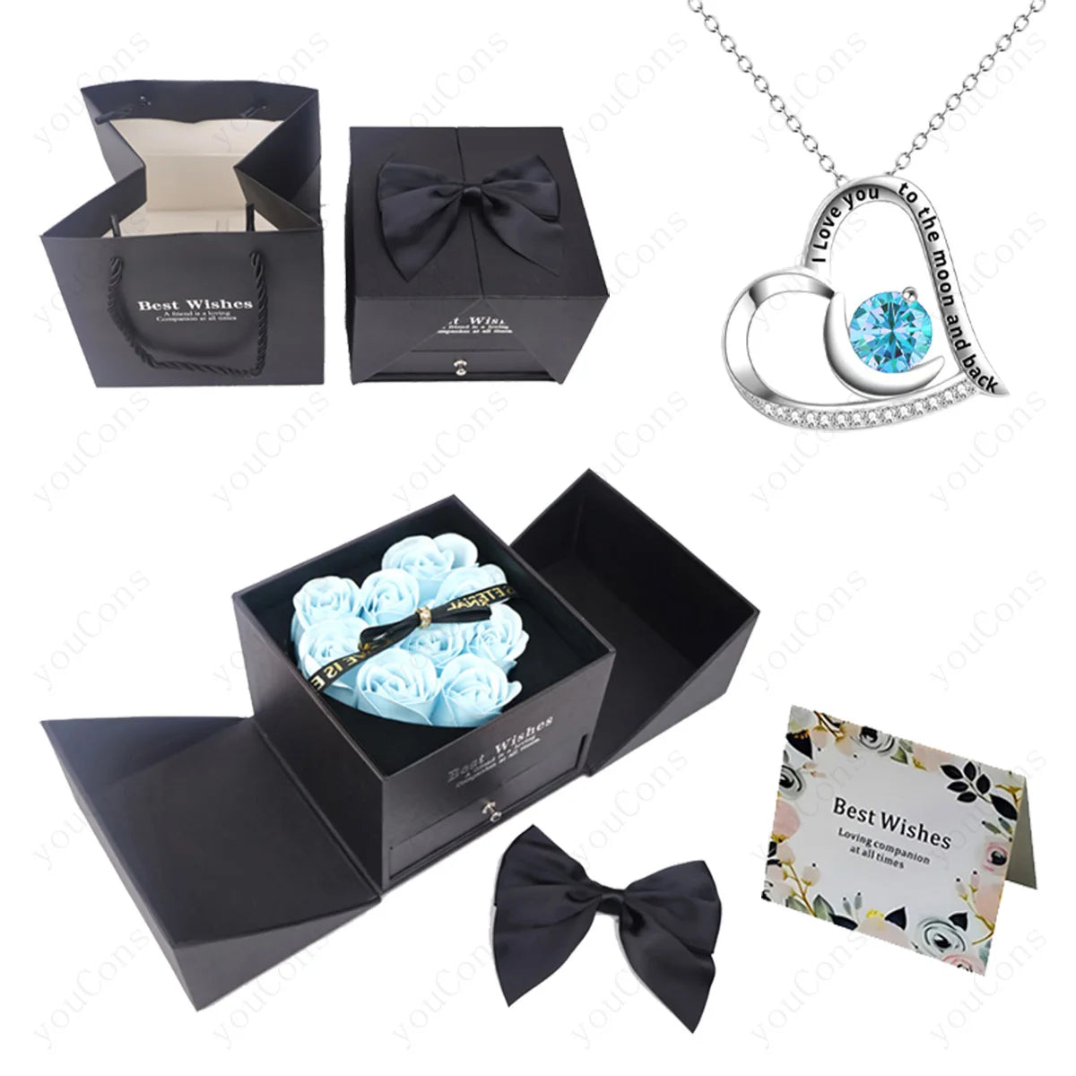Heart Bow Pendant Necklace full design range