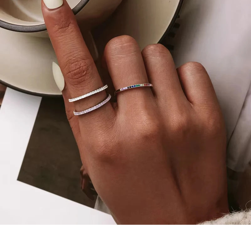 BAMOER Full Paved Eternity Band close-up