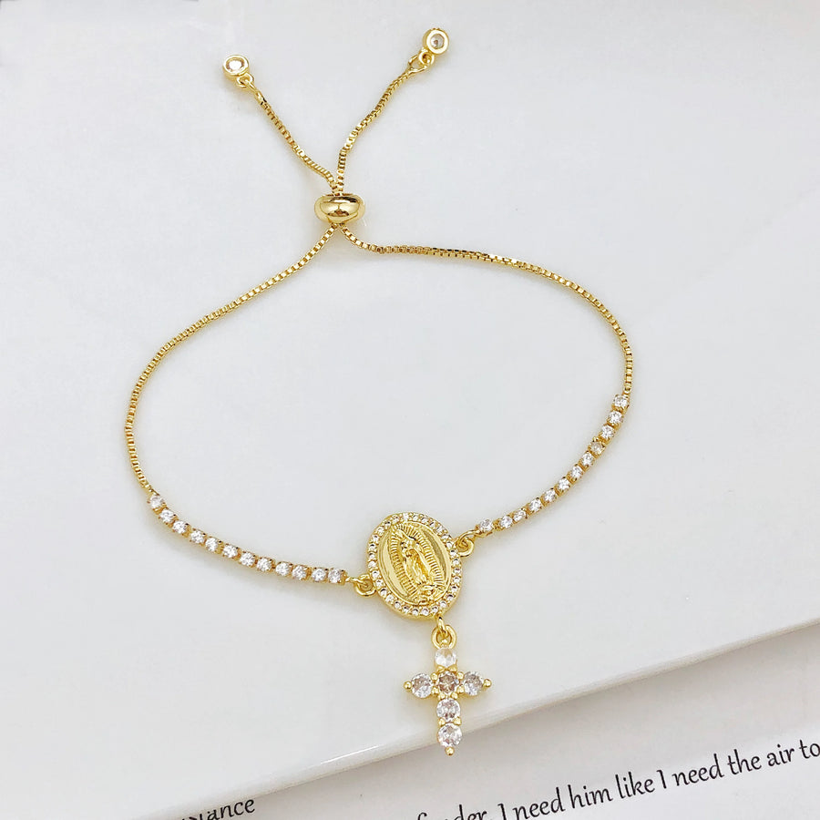 Virgin Mary Zirconia Bracelet close-up