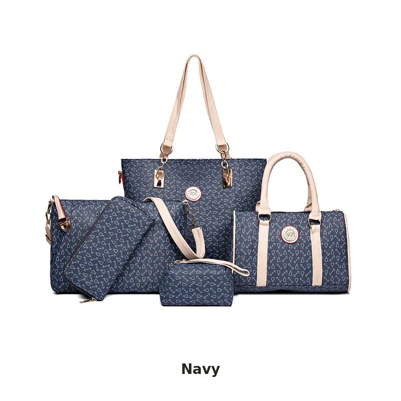5-Piece Textured Handbag Set worn on shoulder