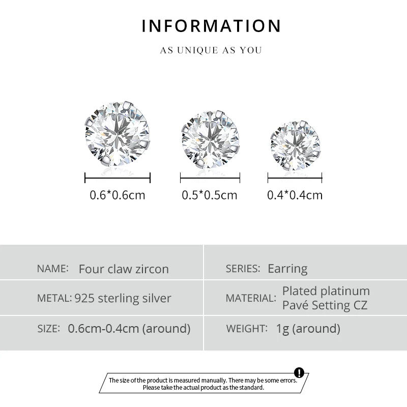 BAMOER 3-Pair CZ Stud Earring Set - Gold
