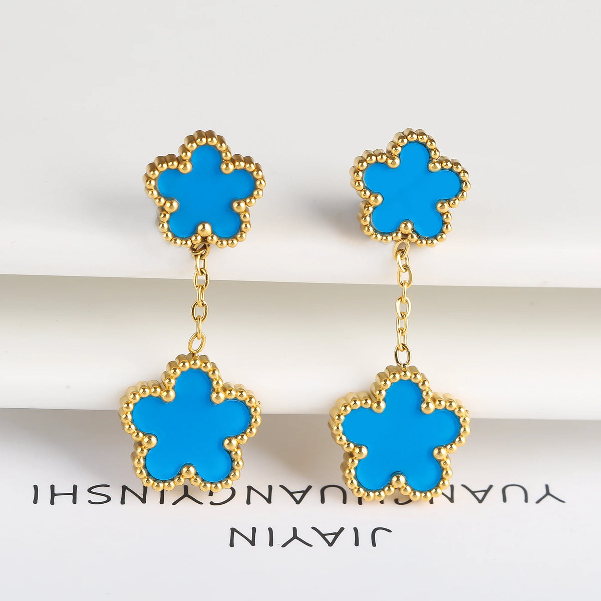 Five-Leaf Flower Drop Earrings petal detail