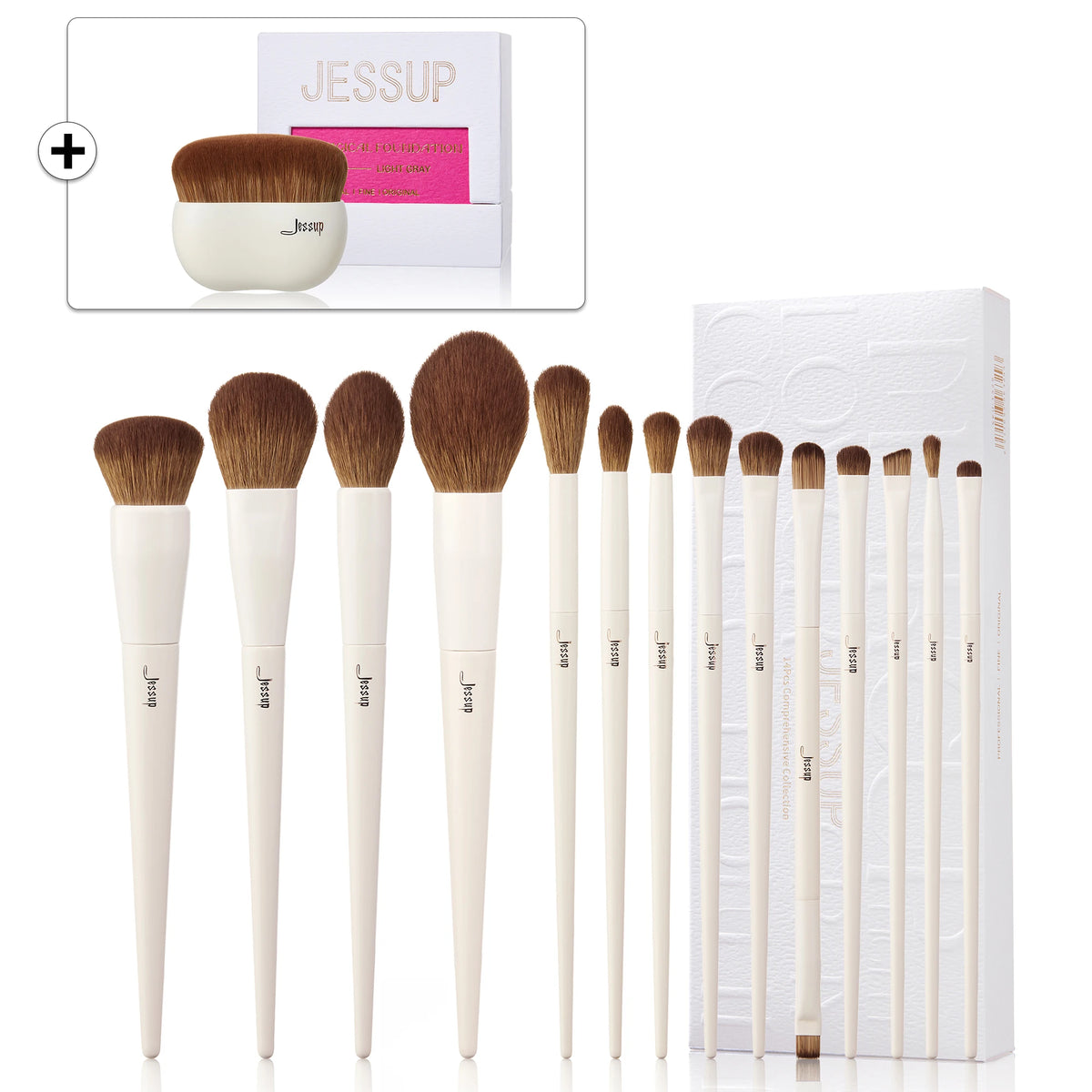 Jessup Makeup Brushes 10-14pc Makeup Brush Set Synthetic Foundation Brush Powder Contour Eyeshadow Liner Blending Highlight T329