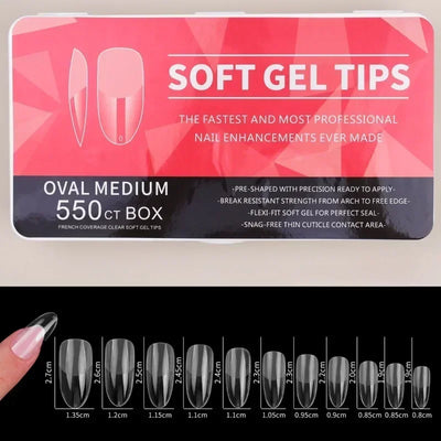550-Piece Soft Gel Nail Tip Set - Almond