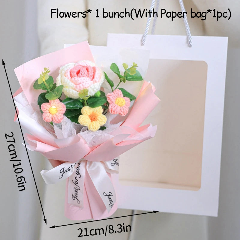 Handcrafted Yarn Floral Arrangement side view