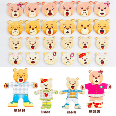 Wooden Animal Dress-Up Puzzle close-up