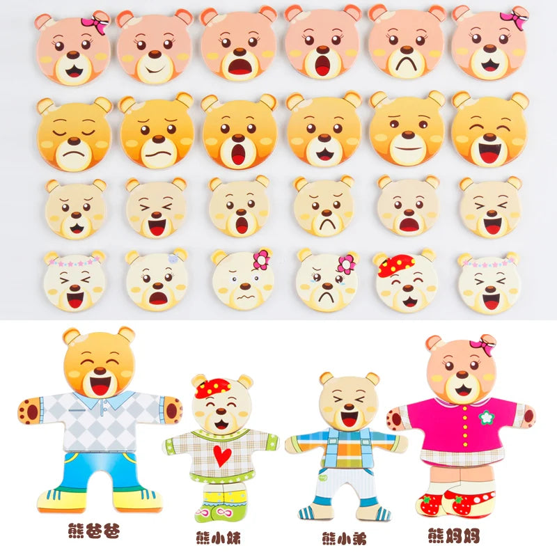 Wooden Animal Dress-Up Puzzle close-up