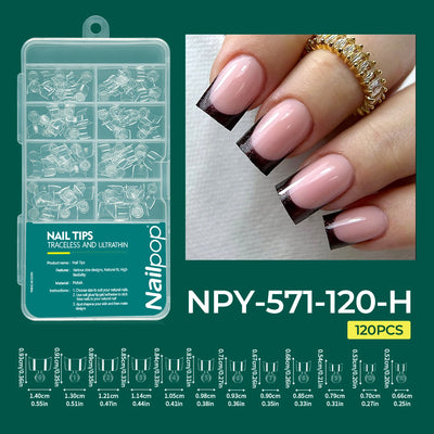 Nailpop 120pcs Shallow Nail Tips 12 Sizes  Flexible Soft Gel Tips Clear Press On Nails Acrylic Poly Gel Extension Salon Manicure