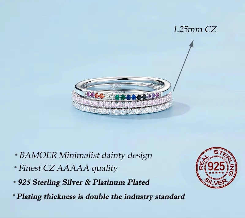 BAMOER Full Paved Eternity Band colour range