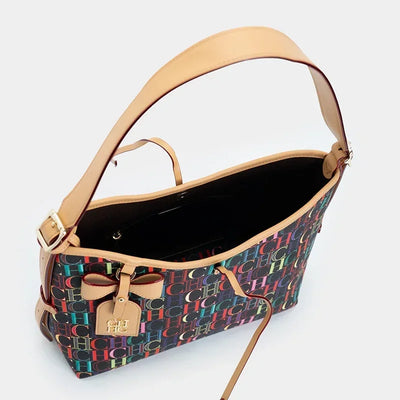 CH Hobo Bag Women Colorful Logo Print Shoulder Bag Large Capacity Top Handle Handbag For Work Bolsos