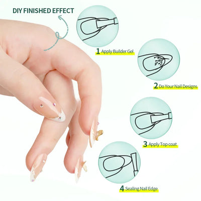 Nailpop 3 in 1 French Gel Nail Tips 150PCS French Press on Nails Short Coffin Tips No Need to File Fake Nails for Nail Art DIY